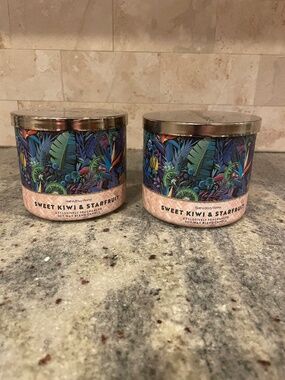 Bath & Body Works Sweet Kiwi & Starfruit-3-Wick Candles/NEW-Set of TWO -